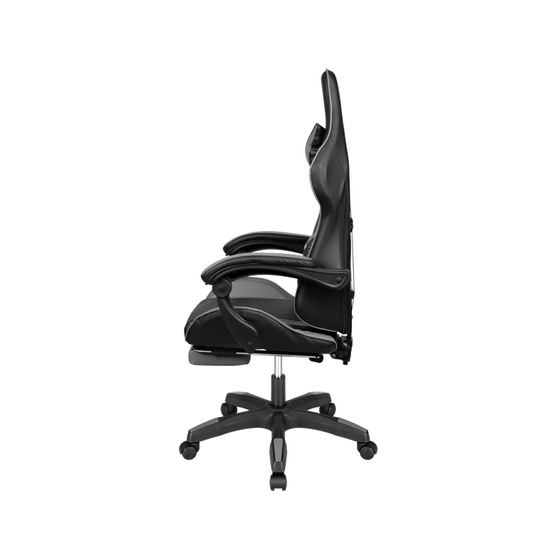 Gamingstoel – Gamestoel – Bureaustoel – Zitzak – Relaxstoel – Ergonomisch Ontwerp Met Lendensteun – Verstelbare Rugleuning En Voetensteun - Zwart/Grijs