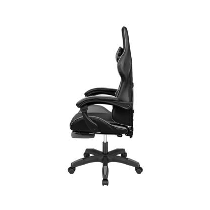 Gamingstoel – Gamestoel – Bureaustoel – Zitzak – Relaxstoel – Ergonomisch Ontwerp Met Lendensteun – Verstelbare Rugleuning En Voetensteun - Zwart/Grijs
