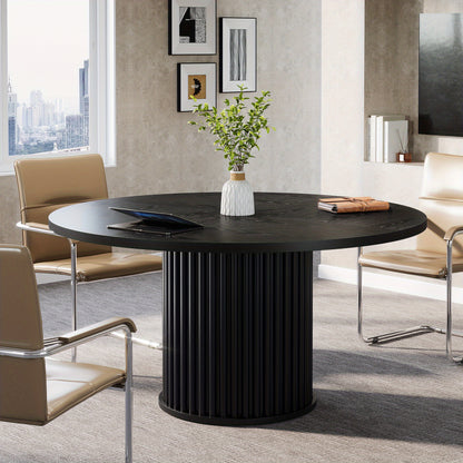 Ronde Vergadertafel – Vergadertafel – Werktafel – Eettafel – Overlegruimte – Compact 120 cm – Houten Blad Met Metalen Onderstel