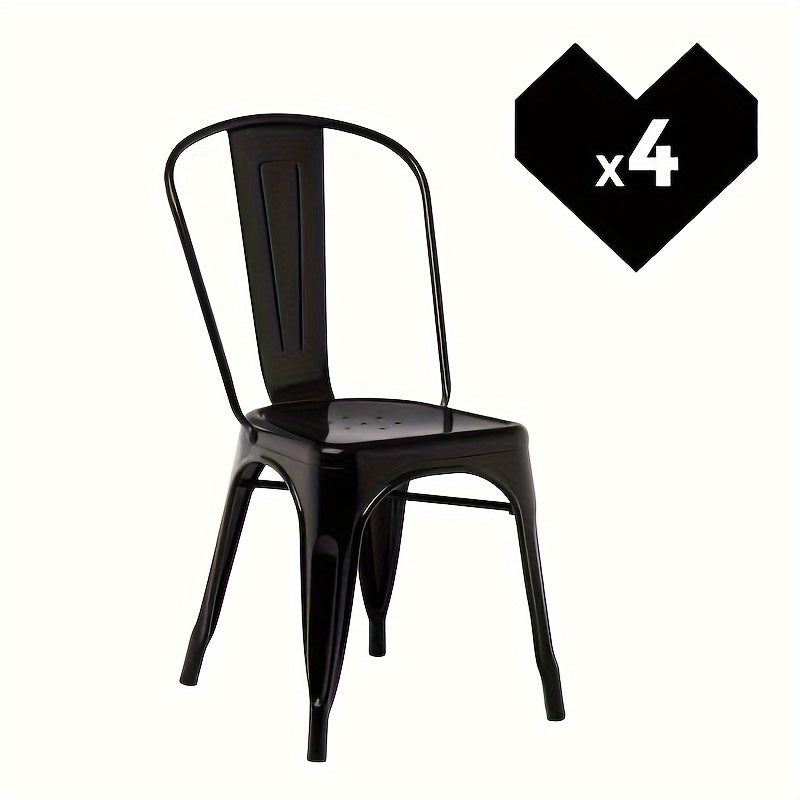 Metalen Bistrostoel – Café Stoel – Eetkamerstoel – Terrasstoel – Industrieel Stoel – Set van 4 – Zithoogte 44 cm – Robuuste Metalen Constructie
