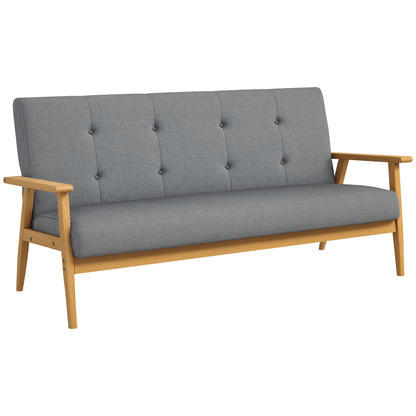 Easy-to-Assemble Modern 3-Seater Sofa Bed-like Couch - Thick Foam & Rubberwood Frame, Gray Upholstered Futon Sofa for Small Spaces, Apartments, Living Room, Bedroom, Office - Durable (Assembly Required)