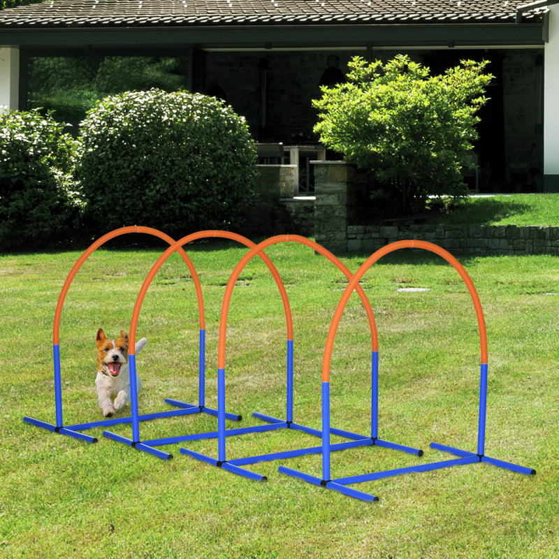 Hunde Agility Training Set 4-Teilig Mit Tragetasche Blau Orange 88 X 64
