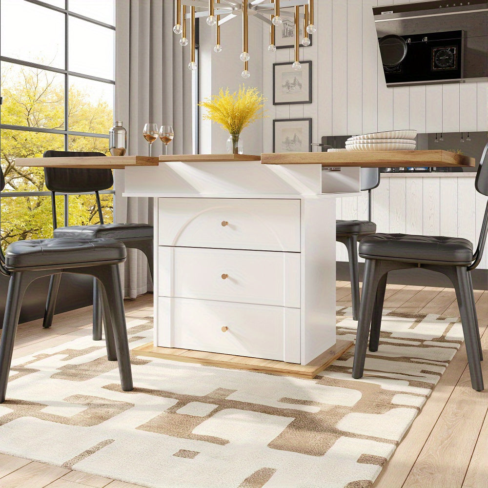 Uittrekbare Eettafel – Uitklapbare Keukentafel – Multifunctionele Tafel – Ruimtebesparende Eetkamertafel – Wit – 110-140 x 80 cm – Lichtgewicht en Onderhoudsvriendelijk