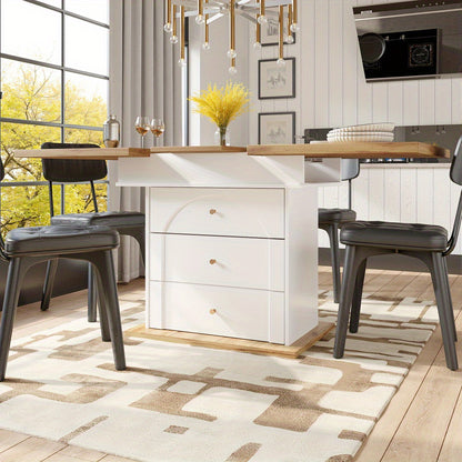 Uittrekbare Eettafel – Uitklapbare Keukentafel – Multifunctionele Tafel – Ruimtebesparende Eetkamertafel – Wit – 110-140 x 80 cm – Lichtgewicht en Onderhoudsvriendelijk