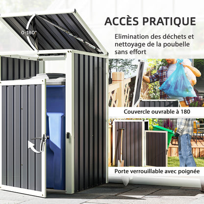 Afvalbak Opbergbox – Afvalcontainer Behuizing – Afvalcontainer Kast – Buitenafvalbak Opbergbox – Afvalbak Schuur – Voor 1x 240L Container – Gegalvaniseerd Staal – Weerbestendig Ontwerp