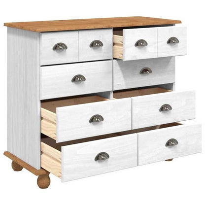 Ladekast – Dressoir – Commode – Opbergkast – Kast – Wit & Naturel Hout – 91x40x79 cm – Vergrendelbare Laden