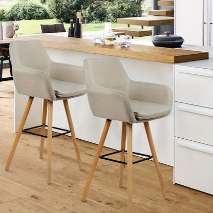 Barkrukken – Barstoelen – Krukken – Barhockers – Barkrukken Set – Scandinavisch – Stoffen Bekleding – Met Rugleuning en Armleuning – Hoge Zithoogte 104 cm – Comfortabel & Stevig