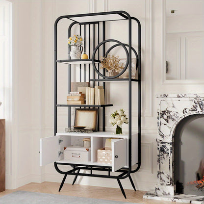 Metalen Kast – Opbergkast – Wandkast – Boekenkast – Archiefkast – Zwart-Wit – Stabiel Metalen Frame – 3 Verstelbare Planken