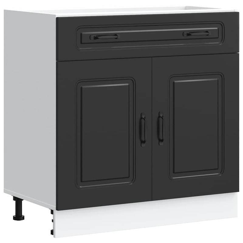 Keukenkast – Opbergkast – Voorraadkast – Ladekast – Kast – Zwart – Geperst Hout – Compact Design 60x36x103 cm