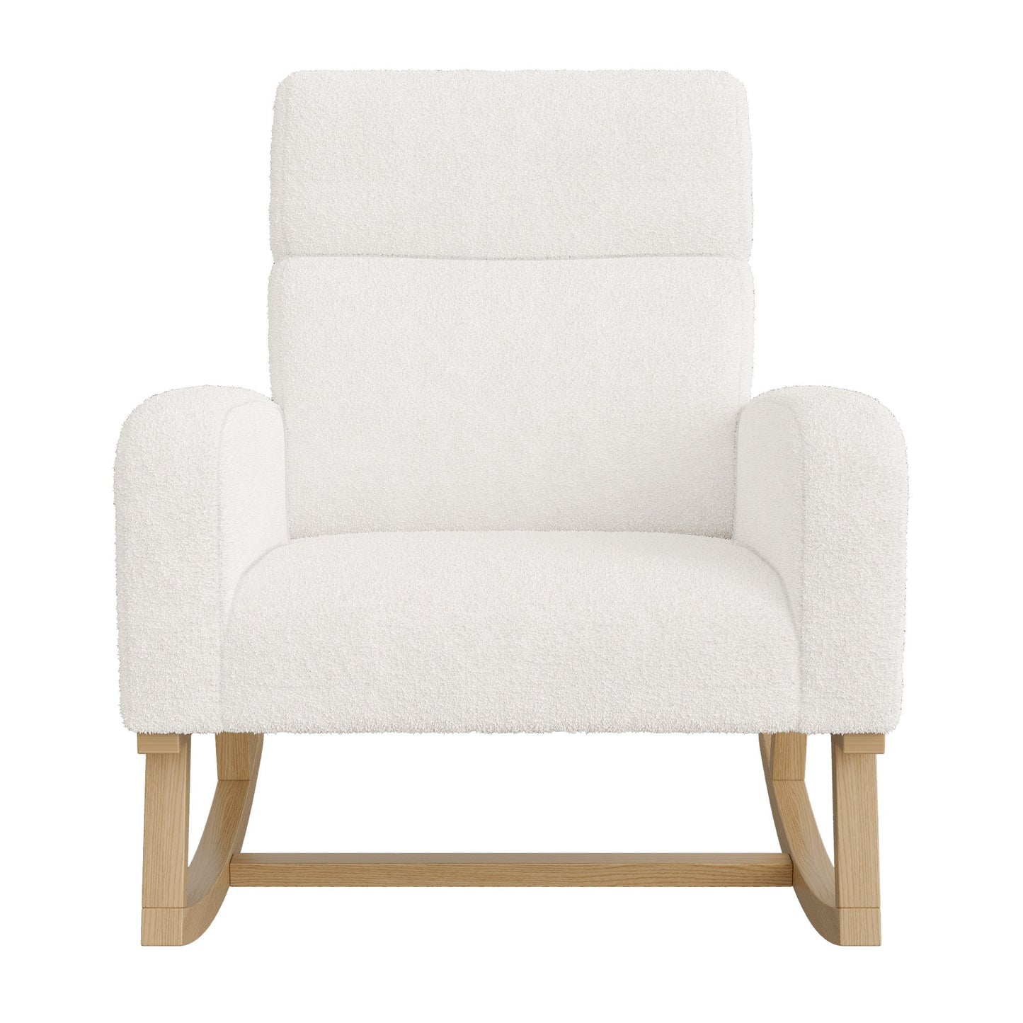 Schommelstoel – Schommelstoel Woonkamer – Relaxstoel – Schommelstoel Met Voetensteun – Lounge Stoel Wit – Wit Schapenvacht – Anti-Slip Voetjes – Comfortabele Zitting