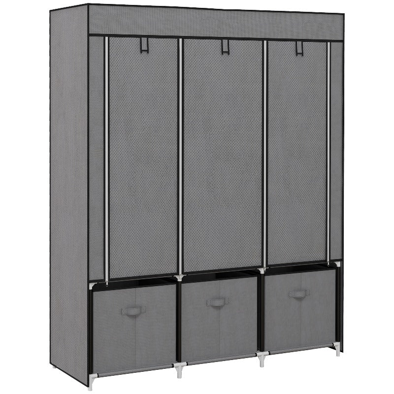 Draagbare Opvouwbare Kledingkast – Zelfstanding Kast – Garderobekast – Kledingrek – Opbergkast – Zwarte Non-Woven Stof – Ruime Opbergruimte 125x43x163 cm