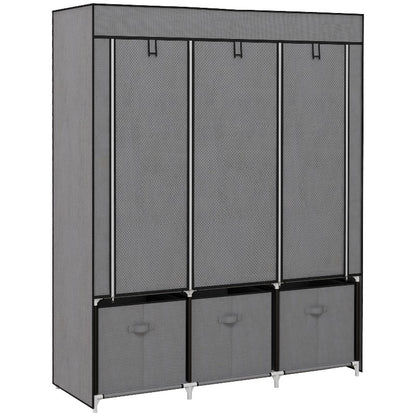 Draagbare Opvouwbare Kledingkast – Zelfstanding Kast – Garderobekast – Kledingrek – Opbergkast – Zwarte Non-Woven Stof – Ruime Opbergruimte 125x43x163 cm