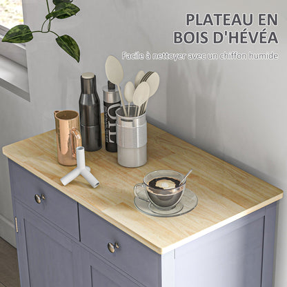 HOMCOM Multi-Storage Buffet with 2 Doors And Adjustable Shelf 2 Sliding Drawers Wooden Teak Top