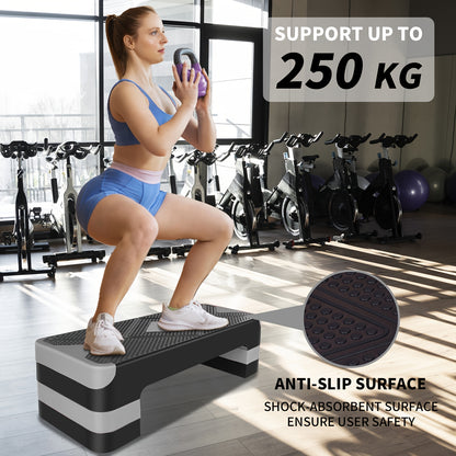 Fitnessbank – Halterbank – Trainingsbank – Buikspierbank – Bench Press Bank – Verstelbare Hoogte – Aerobics Step Platform – Antislip Voetpads – Duurzaam IJzer – Compact & Draagbaar – Grijs