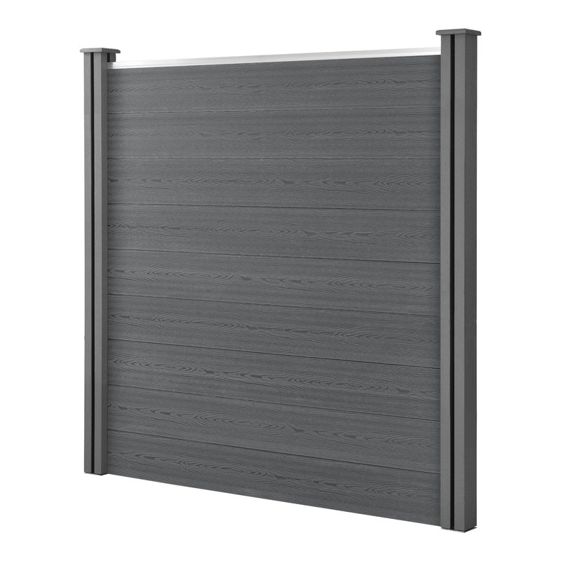 WPC Tuinafscheiding – Tuinhek – Schutting – Privacy Scherm – Windscherm – Grijs – 183 x 357 cm – Weerbestendig & Onderhoudsarm