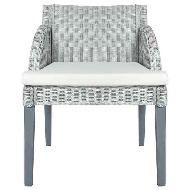 2pcs Modern Gray Rattan Dining Chairs with Cushioned Seats - Sturdy Hardwood Frame & Wipeable Fabric, Solid Back Support - Indoor/Outdoor Use for Kitchen, Patio, Dining Room - Easy-Clean Contemporary Design (No Batteries/Elec