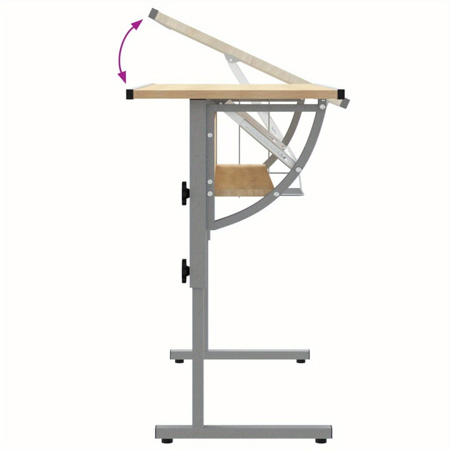 Verstelbaar Bureau – Werktafel – Schrijftafel – Studieplek – Creatief Bureau – Sonoma Eiken – Verstelbare Hoogte 58-87 cm – Robuust Stalen Frame
