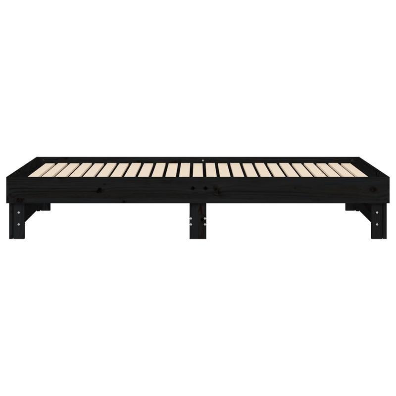 Uitklapbed – Opklapbed – Logeerbed – Eenpersoonsbed – Zithoekbed – 2x 90x200 cm – Massief Grenenhout – Ruimtebesparend Zwart Design
