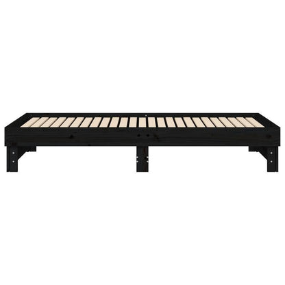 Uitklapbed – Opklapbed – Logeerbed – Eenpersoonsbed – Zithoekbed – 2x 90x200 cm – Massief Grenenhout – Ruimtebesparend Zwart Design