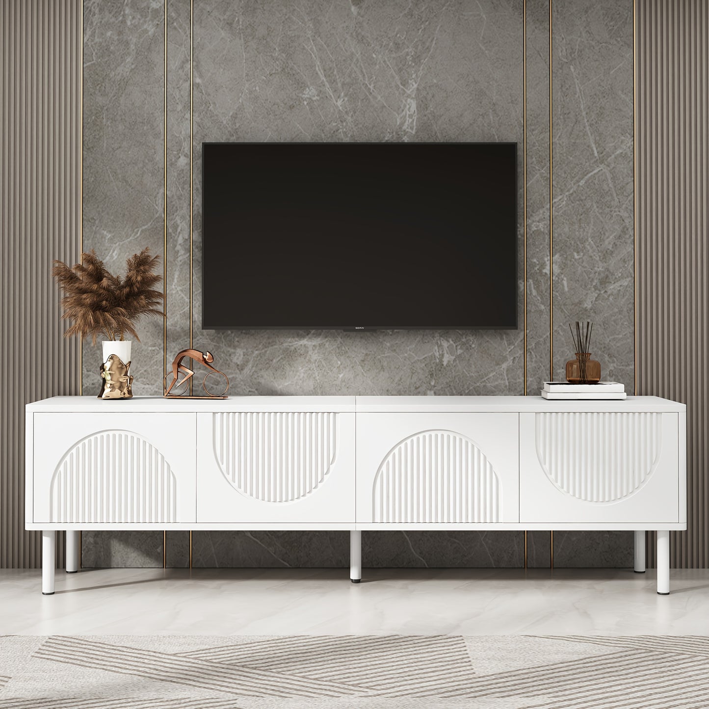 TV-meubel – Tv-standaard – Tv-kast – Mediameubel – Dressoir – Modern Wit – 180 cm Breed – Ruimtebesparend Ontwerp – Duurzame Stevige Constructie