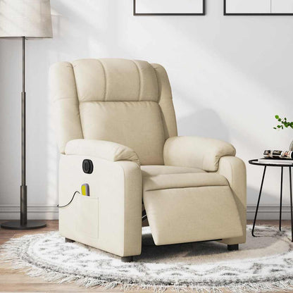 Elektrische Relaxstoel – Fauteuil – Lumbar Stoel – Relaxfauteuil – Ruststoel – Crème Kleur – 6-Punts Massagefunctie – Elektrisch Verstelbaar Tot 135°