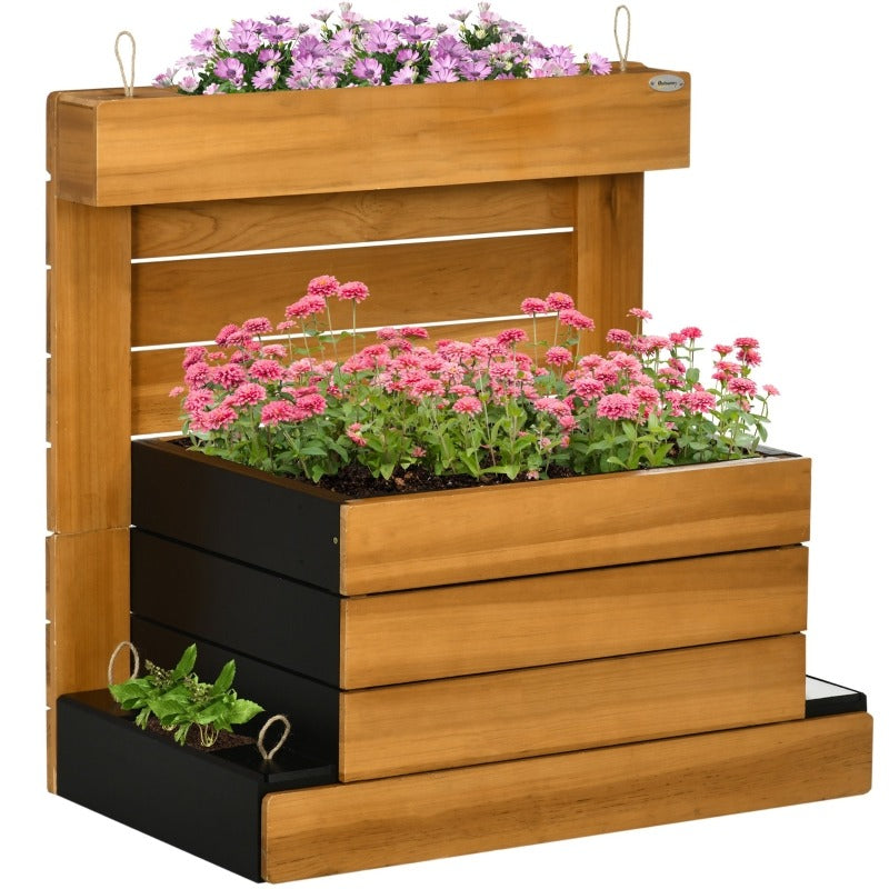 Verhoogde Plantenbak – Opkweekbak – Tuinbak – Plantenvak – Kweekbak – Zelfbewateringssysteem – Weerbestendig Houtlook Kunststof 79,5x49,5x80 cm