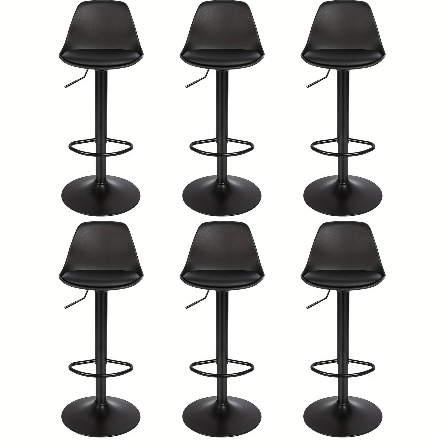 Barstoelen – Barkrukken – Bistro Stoelen – Keukenstoelen – Barmeubilair – Set Van 6 – PU Lederen Bekleding – Verstelbare Hoogte & Draaibaar