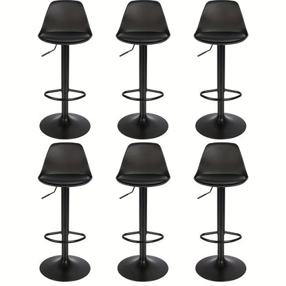 Barstoelen – Barkrukken – Bistro Stoelen – Keukenstoelen – Barmeubilair – Set Van 6 – PU Lederen Bekleding – Verstelbare Hoogte & Draaibaar