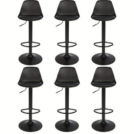 Barstoelen – Barkrukken – Bistro Stoelen – Keukenstoelen – Barmeubilair – Set Van 6 – PU Lederen Bekleding – Verstelbare Hoogte & Draaibaar
