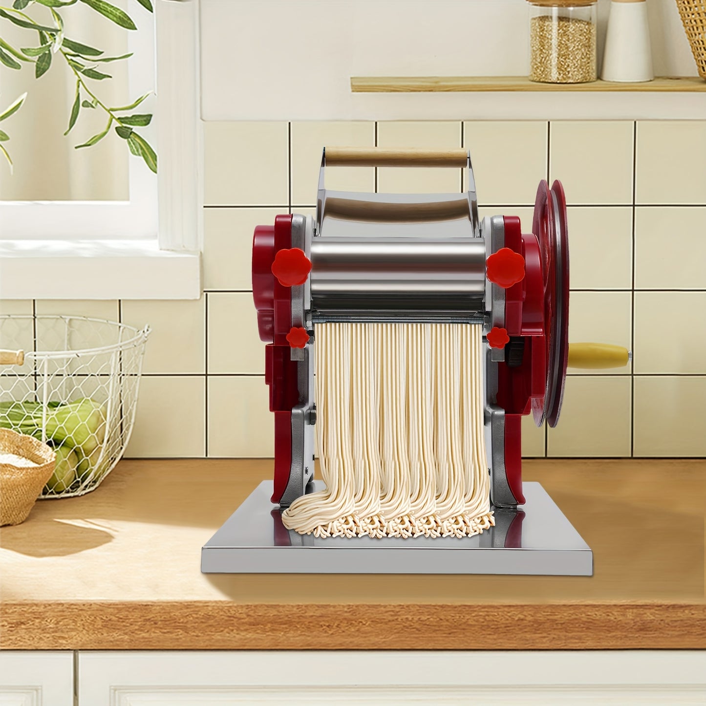 Pastamachine – Noedelmaker – Noodle Roller – Dumpling Maker – Wonton Machine – Roestvrij Staal & ABS – Voor 5-10 Personen – Variabele Snijdikte 0,5-5 mm