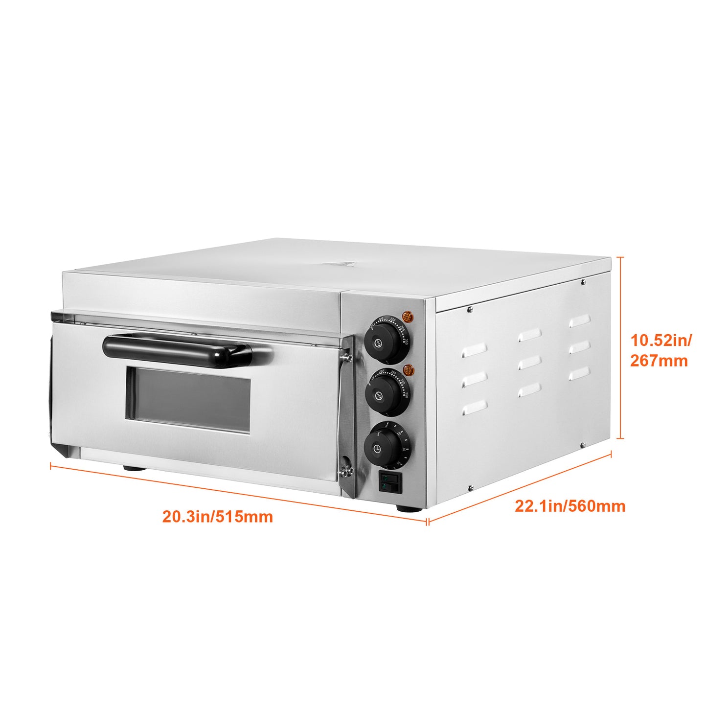 Elektrische Pizzaoven – Pizzaoven Oven Fornuis Bakoven – Pizzafornuis Keukenoven – RVS 40,6 cm – 360° Warmtecirculatie – Instelbare Temperatuur 50-350°C