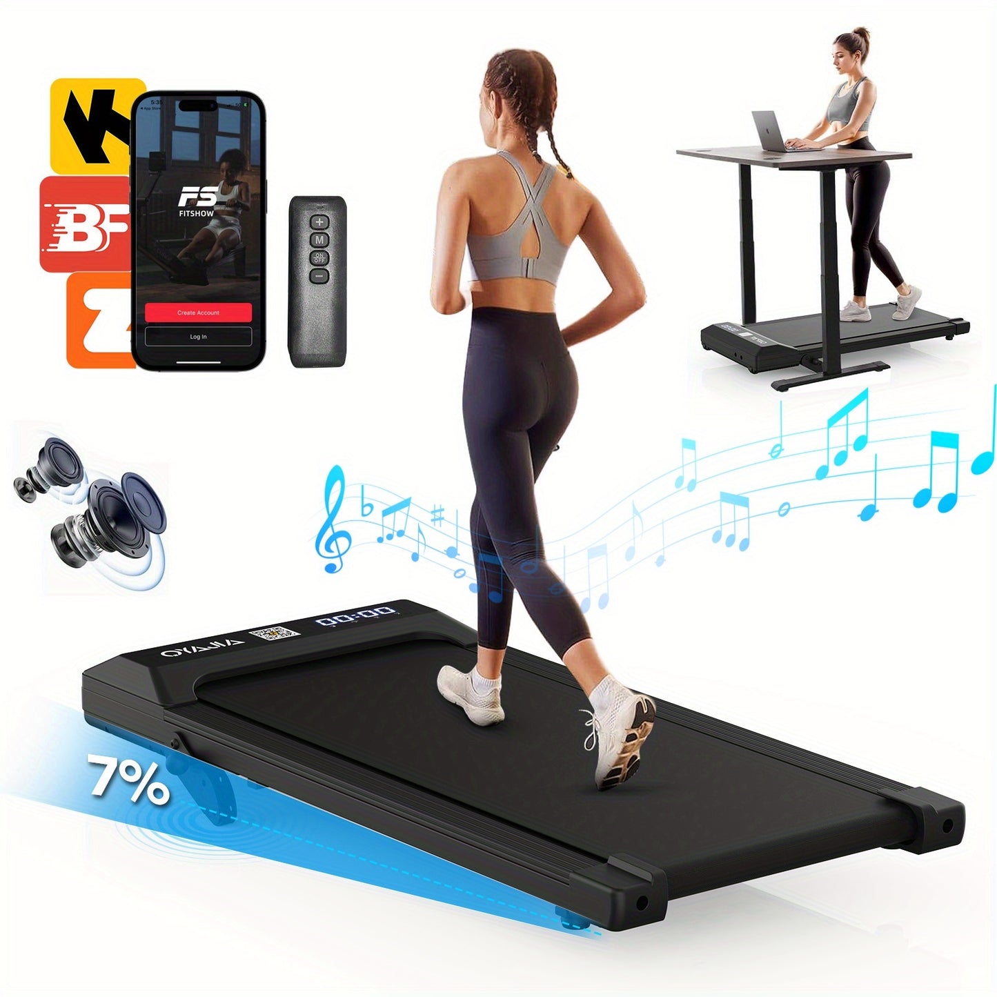 Loopband – Desk Treadmill – Wandelband – Loopmachine – Fitnessband Zonder Leuningen – Compact & Stil – 39x90 cm Loopvlak