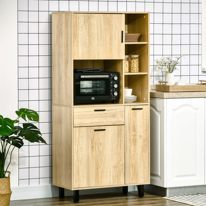 Keukenbuffet – Keukenkast – Opbergkast – Sideboard – Keukenmeubel – Natuurlijk Hout – Anti-omval Systeem – Kabeldoorvoer