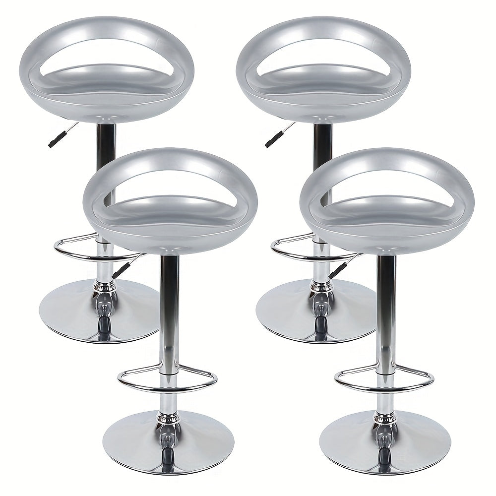 4-Pack Adjustable Height ABS Stools (55-75cm) - Sturdy Hard Seat & Chrome Legs | Space-Saving Set, Rustic Style, No Electricity Needed, Easy Assembly, Durable & Stylish for Home, Office, or Bar Use, Stool Set, Versatile Furni