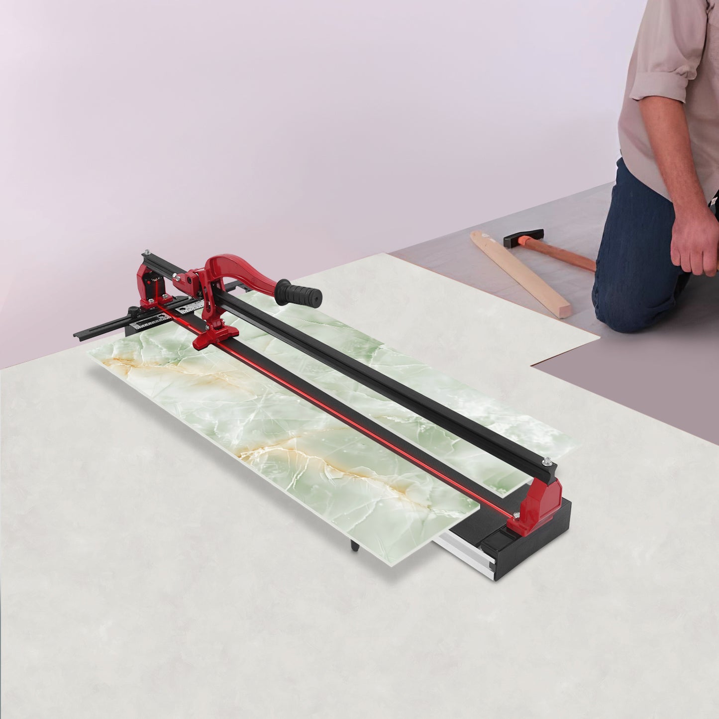 Tegelknipper – Tegelsnijder – Tegelsnijmachine – Tegel Snijder Handmatig – Rood – Infrared Richtlijn – Verstelbare Snijdikte 4-15mm