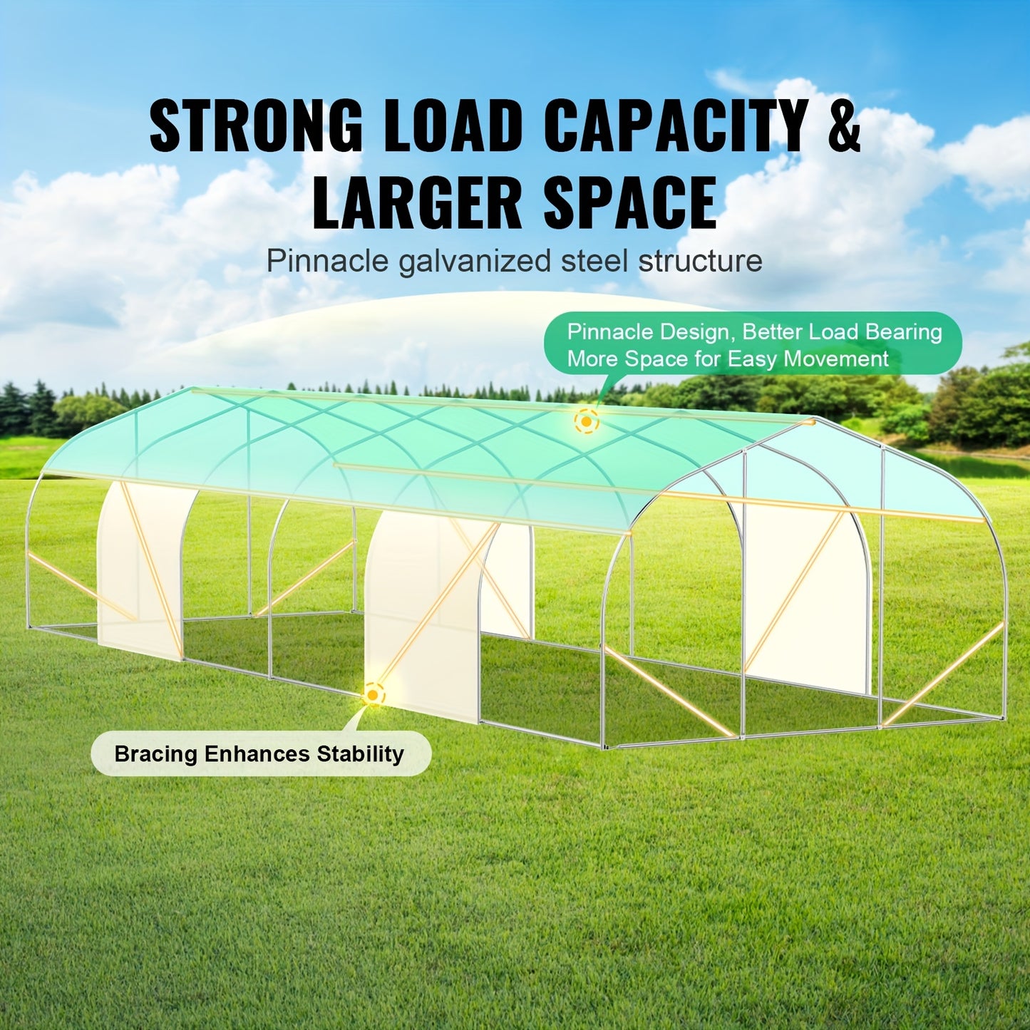 Kweekkas – Broeikas – Tuinkas – Serre – Foliekas – Walk-in Tunnel – Gegalvaniseerd Stalen Frame – Transparante UV-bestendige PE Cover – Groot Formaat 900x300x201 cm