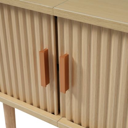 TV Meubel – TV Kast – Lowboard – Dressoir – Media Meubel – Modern Ovaal Design – 175x40x42 CM Mdf – Lichte Walnoot Met 2 Lades en Schuifdeuren