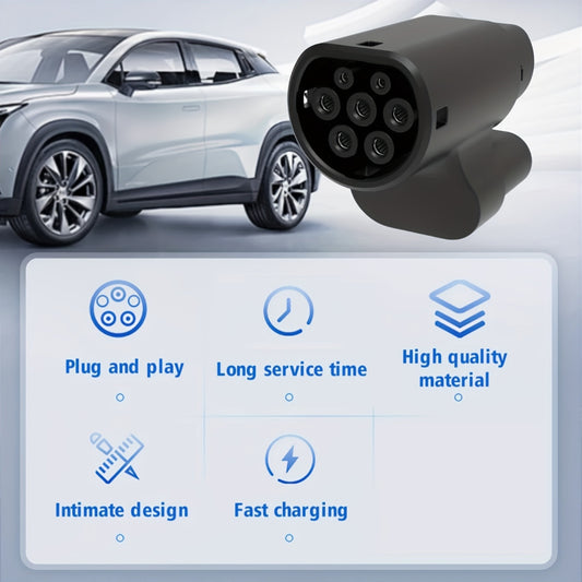 Tesla Adapter – CCS2 Adapter – Type 2 Adapter – EV Laadadapter – Elektrische Auto Adapter – Level 1 Opladen – Robuuste Metalen Behuizing