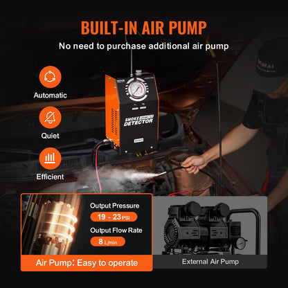 Rookmachine Auto – Rookmelder – Lektester – Smogmachine – Lekkagedetector – Ingebouwde Luchtpomp – 8L/min Rookvolume – Digitale Drukmeter