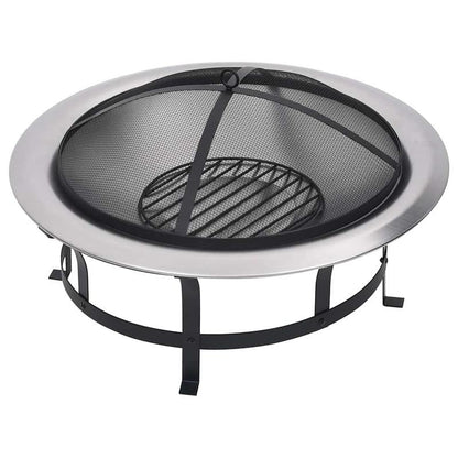 Tuinhaard – Vuurkorf – Vuurschaal - Buitenhaard – Grill – Roestvrij Staal – Inclusief Vonkenscherm – Verplaatsbaar 76 Cm
