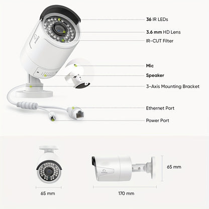 Bewakingsset 8-kanaals – Beveiligingscamera Set – CCTV Cameras – Surveillance System – 2TB HDD Variant – 8MP Beeldkwaliteit – AI Persoons- en Voertuigdectie