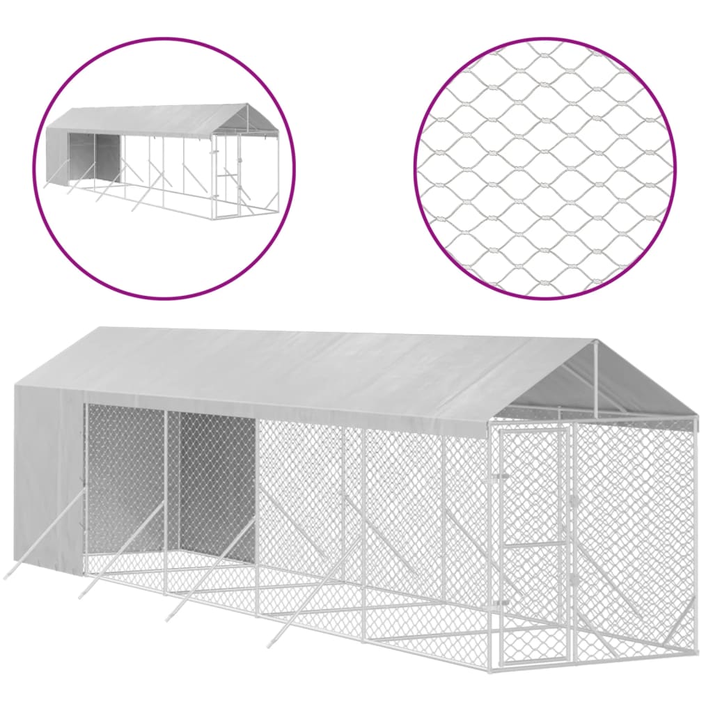 Hondenkennel – Hondenren – Buitenren – Dierenverblijf – Puppyren – 2x1x2,5 m – Gegalvaniseerd Staal – Water- en UV-bestendig Dak