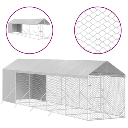 Hondenkennel – Hondenren – Buitenren – Dierenverblijf – Puppyren – 2x1x2,5 m – Gegalvaniseerd Staal – Water- en UV-bestendig Dak