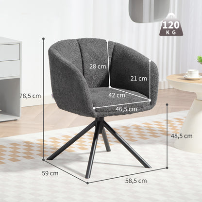 Draaifauteuil – Fauteuil – Zetel – Relaxstoel – Draaistoel – Donkergrijs – Comfortabele Zitting – Draagvermogen 120 kg