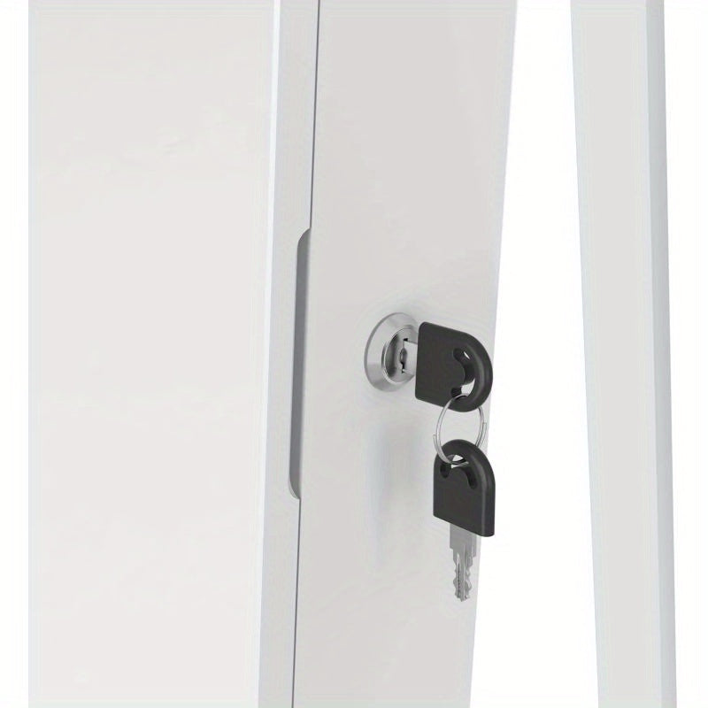Sieradenkast – Sieradenorganizer – Sieradenbox – Make-upkast – Draaibare Organizer – Wit – Volledige Lengte Spiegel – Veilig Slot Met Sleutel