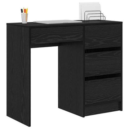 Bureau – Schrijftafel – Thuiskantoor Desk – Modern Bureau – Eigentijds Bureau – Massief Hout – 90 x 37,5 x 75 cm – Zwart Eikenhout
