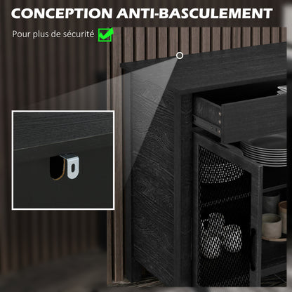 Lage Opbergkast – Dressoir – Tv-Meubel – Sideboard – Kast – Industrieel Design – Verstelbare Plank – Melamine Spaanplaat Zwart