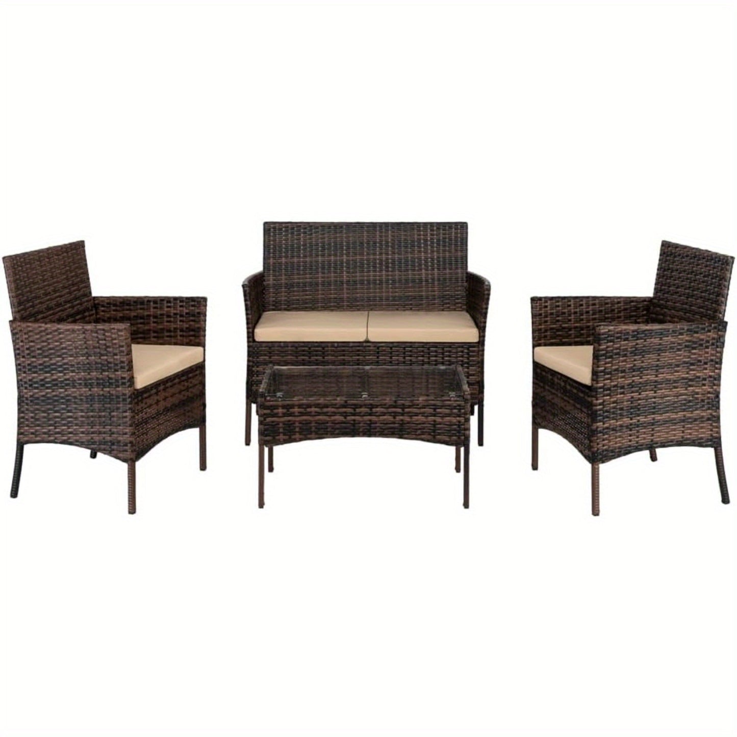 Tuinset – Loungeset – Zitgroep – Bistroset – Tuinmeubelen – PE-Rattan & Stalen Frame – Comfortabele Kussens & Weerbestendig