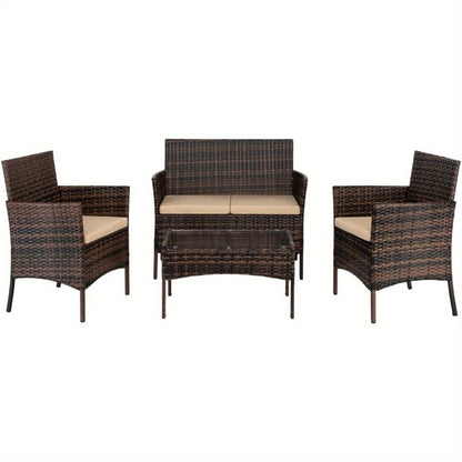 Tuinset – Loungeset – Zitgroep – Bistroset – Tuinmeubelen – PE-Rattan & Stalen Frame – Comfortabele Kussens & Weerbestendig