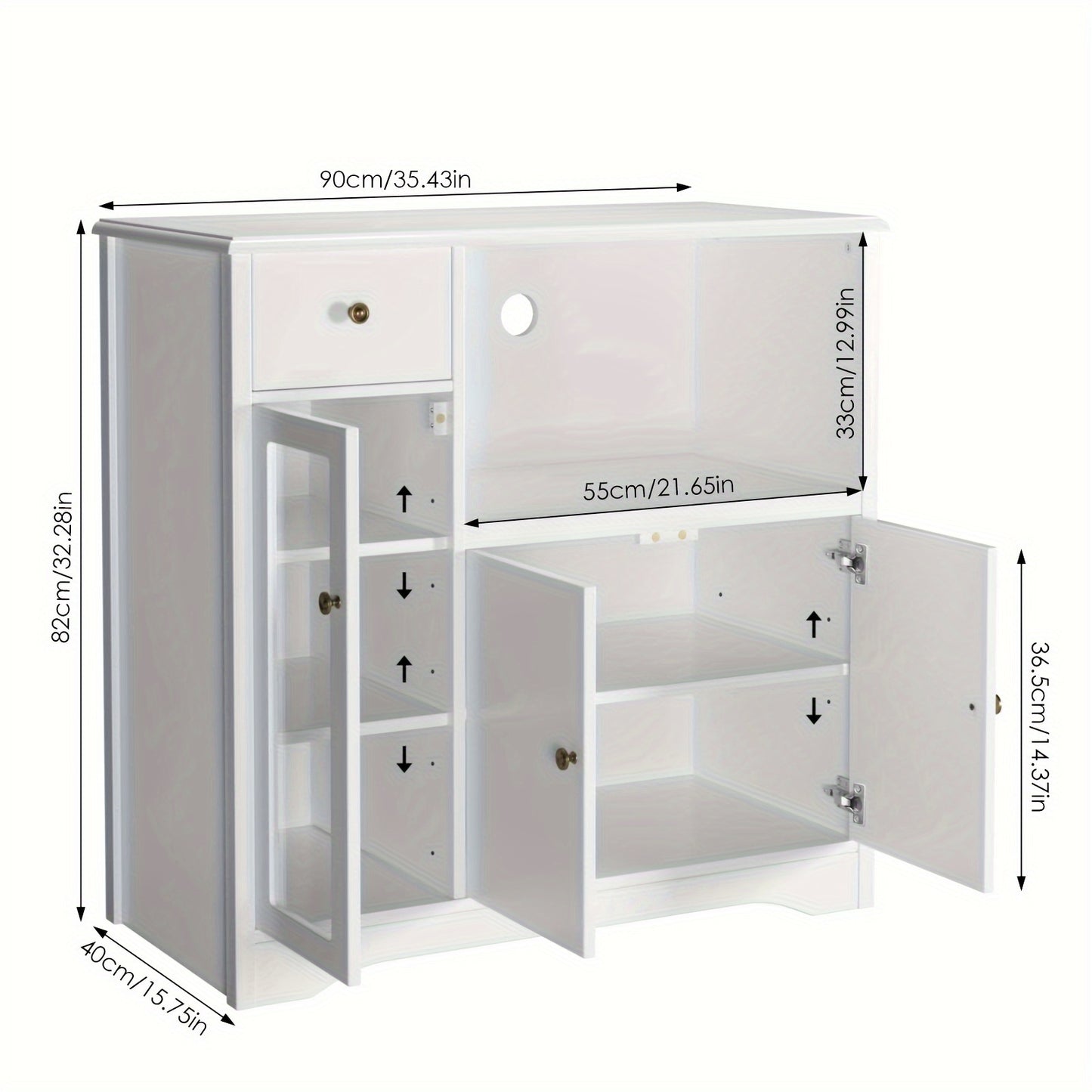 Kealive Kitchen Storage Cabinet Sideboard Featuring a Microwave Stand, Adjustable Shelves, And Doors Suitable for The Kitchen, Dining Room, Or Living Room, in White, Measuring 90 X 40 X 82 Cm.